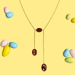 Colar gravata com ágata laranja