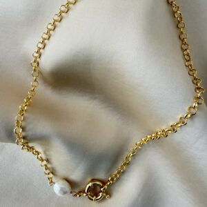 Colar elo português com pérola barroca